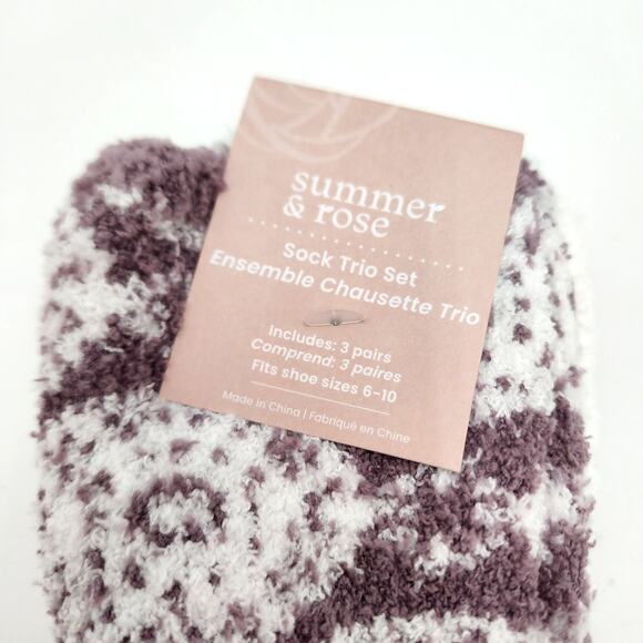 Summer & Rose Sock Trio Set 3 pairs Fits shoe size 6-10 NEW - Picture 5 of 5